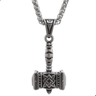 Imagem de Colar Viking Masculino em Aço Inoxidável Com Martelo de Thor, Pingente Mjolnir – Cordão Nórdico Estilo Medieval, Amuleto de Força e Proteção – Presente para Namarado e Fãs da Cultura Nórdica, Tribal