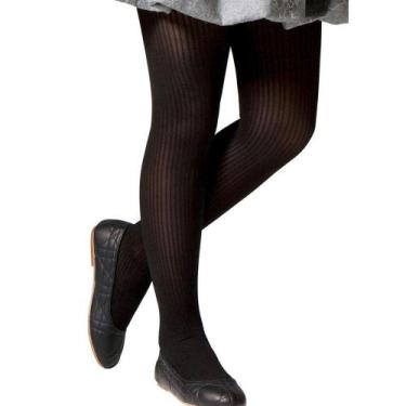 Imagem de Meia Calça Selene Canelada Infantil - Preto, Preto, 4-5A