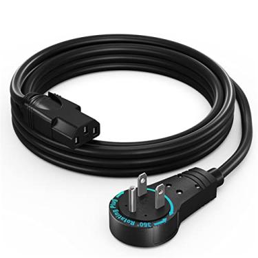 Imagem de Maximm Cabo De Alimentação Para Monitor E Computador, Plugue Plano 5 Pés, Giratório 360°, 3 Pinos Desktop, Impressora, Scanner, 16 Awg Nema 5-15P Iec13 - Certificado Pela Ul