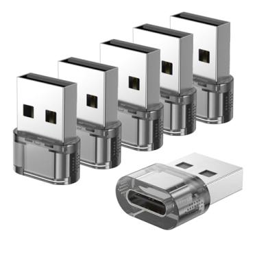Imagem de Fidioto Pacote Com 6 Adaptadores Usb Para C, Tipo Fêmea, Carregador Macho E Conector De Data Apple Iphone 16/15/Ipad/Galaxy/Apple Watch/Pad Air/Laptop/Carro/Carregador/Carplay/Tomada Parede/Quest Li