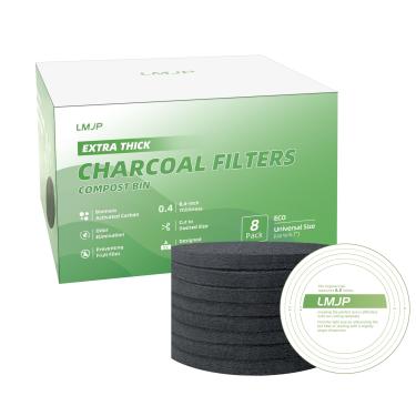 Imagem de LMJP Filtros De Carvão 6,7" Para Composteiras Bancada Cozinha, Pacote Com 8 Unidades - Ativado Extra Grosso 0,4" E Maior Durabilidade