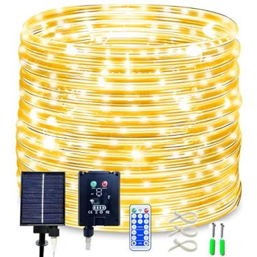 Imagem de KUshopfast Luzes Solares De Corda - 15 Metros, 500 Leds, 8 Modos, À Prova D'Água, Painel Para Uso Interno E Externo (Branco Quente)