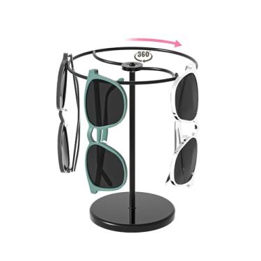 Imagem de Coward Suporte Organizador De Óculos Sol Giratório 360°, Para Sol, Armazenamento Exposição Óculos, Cômoda Mesa, Mesa (Preto)