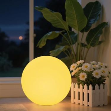 Imagem de KEROVI Luminária De Chão Globo, Luz Esférica Led Recarregável 14 Pol. Com Controle Remoto, Lâmpadas Humor Versáteis Esferas Brilhantes, À Prova D'Água, Para Áreas Externas, Ajuste Cor Rgb, Jardim E