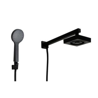 Imagem de Ducha Black Autolimpante em ABS Quadrado com Ducha de Mão - AMG Metais