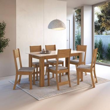 Imagem de Mesa de Jantar 6 Lugares Astana Freijó/Off White - Pnr Móveis
