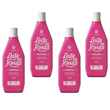 Imagem de Leite de Rosas Tradicional 170ml Kit com 4 Unidades Loção Corporal Lei