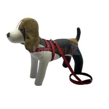 Imagem de Coleira Peitoral Fita Dupla c/ Guia para Cães - Lari Pet - N4, VERMELH