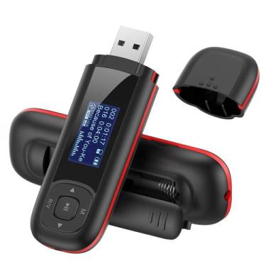 Imagem de Mp3 Player com Gravação, Rádio FM e Expansível até 128GB, 8GB, Suporte