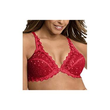 Imagem de Valmont Sutiã feminino sexy e rendado com aro confortável, Vermelho, (48) C
