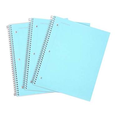 Imagem de Cadernos espirais duráveis Mintra Office – 1 assunto, 100 folhas, bolso de poliéster, capa resistente à umidade, traseira de papelão forte, para escola, escritório, negócios, (azul-petróleo, pacote com 3 pautadas largas)