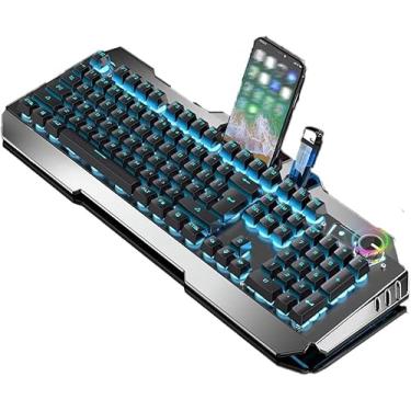 Imagem de Teclado Para Jogos à Prova D'água, Teclado Ergonômico Mechical Com Slot Para Suporte Para Celular, Botão Multimídia, Metal Para Desktop De Computador Windows Pc, C