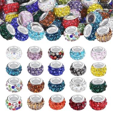 Imagem de NUKAYAI 120 peças de contas grandes de strass europeias para pulseira fabricação de joias 12 mm diamante cobra suprimentos DIY artesanato berloque cristal Rondelle espaçador contas para canetas