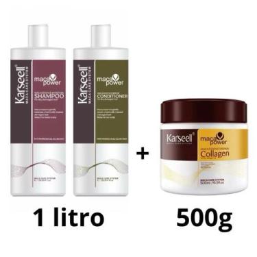 Imagem de kit Karseell shampoo 1l, condicionador 1l, máscara 500gr Karseell - No