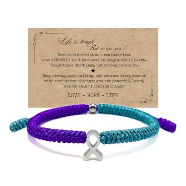 Imagem de LAMIBEE Pulseira para uma causa, pulseira de fita de conscientização, pulseiras ficam bem em breve, pulseira de cordão de surfista de proteção para homens, mulheres estilo amuleto boho, Medium, Não