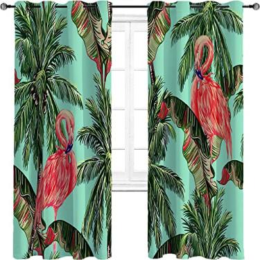 Imagem de Cortinas blackout de palmeira para quarto - isolamento térmico, economia de energia e redução de ruído, tratamento de sombreamento completo cortina de isolamento de cozinha, L 246 x C 246 polegadas