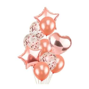 Imagem de Kit Buque Balões Látex E Metalizado Kit C/8 Balões - MC Presentes, Ros