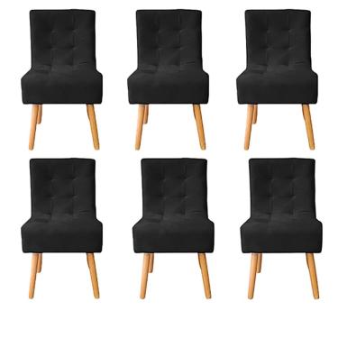 Imagem de Kit 6 Cadeiras Poltrona Sala de Jantar Penteadeira Reforçada Decorativa Liz Suede