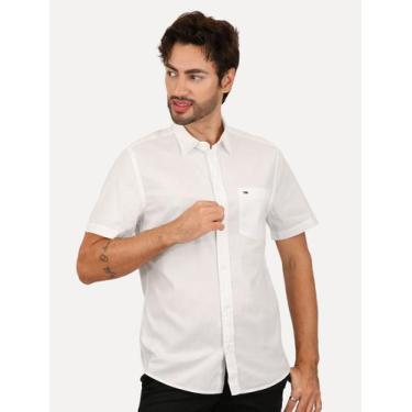 Imagem de Camisa Tommy Jeans Masculina Regular Manga Curta Solid Poplin Branca, 