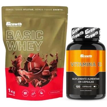 Imagem de Whey Protein Basic 1Kg + Vitamina C 120 Caps Growth