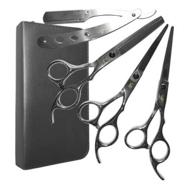 Imagem de Kit Completo 3 Tesouras Obopekal Para Barbeiro Cabeleireiro Profission