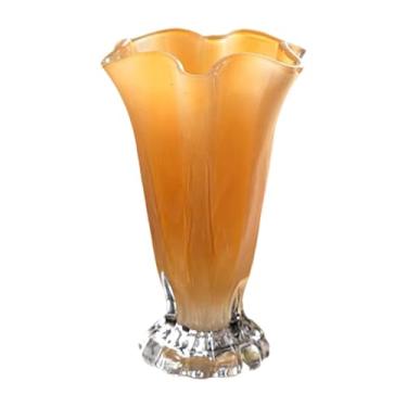 Imagem de Ioensy Vaso de vidro com pétalas, recipiente para plantas e flores, acessório floral, moderno, decorativo, vaso de plantas, de flores moderno para decoração, Amarelo