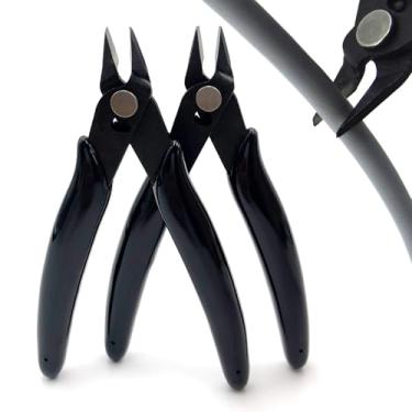Imagem de BIDEX Pacote com 2 microcortadores de fio de 12 cm, cortadores laterais de precisão, alicates diagonais acionados por mola para eletrônicos, fabricação de joias, modelos de plástico, abraçadeiras