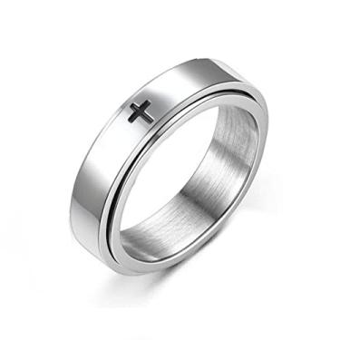 Imagem de 366DAYS Anéis de ansiedade para mulheres, aço de titânio, spinner, fidget anéis, zircônia cúbica, alívio da ansiedade, casamento, compromisso, anéis da sorte, ajuste confortável, tamanho 5 a 10, 8,