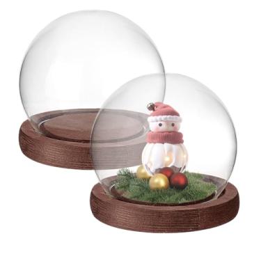 Imagem de PH PandaHall Peças De Vidro Para Exibição, Cúpula, Cloche, Capa Redonda Com Base Madeira, Globo Transparente, Frasco Decoração Natal, Neve, Flores, Plantas E Artesanato, 3,8 X 3,2 Pol.