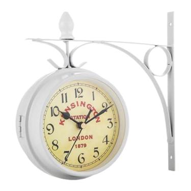 Imagem de WeiLaiKeQi Relógio de parede dupla face, arte interna, metal, relógio de parede dupla face, ferro para sala de jantar, presente, fazenda, restaurante, ornamento