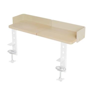 Imagem de Claiks Bandeja lateral de mesa em pé com braço de fixação e suporte de cotovelo dobrável, ajustável para uso no escritório e em casa – 56 cm de comprimento, serve para área de trabalho de espessura de