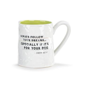 Imagem de DEMDACO Caneca de café Live From Snack Time para sua bebida matinal favorita 400 ml papel de notas de cerâmica Siga seus sonhos para seu cão