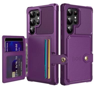 Imagem de HJZSZX Para Galaxy A55 5G Capa tipo carteira com bloqueio de cartão Flip Capa tipo carteira com suporte para cartão (para Galaxy A55 5G/roxo)