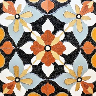 Imagem de HOMETITUTE 10 peças de 30 x 30,5 cm retrô floral descascar e colar adesivos de piso de vinil autoadesivos removíveis para cozinha, banheiro, varanda, decoração de casa