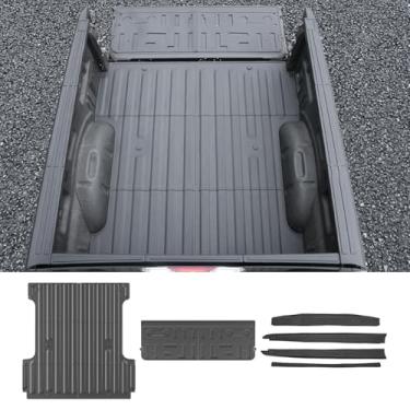 Imagem de Maxzina Tapete de cama de caminhão compatível com 2015-2025 Ford F150 5,5FT Tapete de porta traseira protetor de tampa de trilho frontal e lateral protetor de tampa de moldagem de porta traseira 6