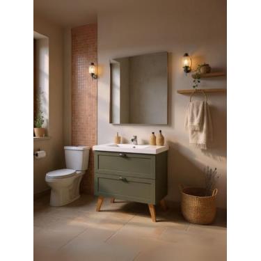 Imagem de Gabinete para Banheiro com Cuba e Espelho 80cm Retro Mdf Milano - On M