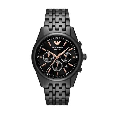Imagem de Emporio Armani Relógio masculino de cerâmica preta com cronógrafo (modelo: AR70015)
