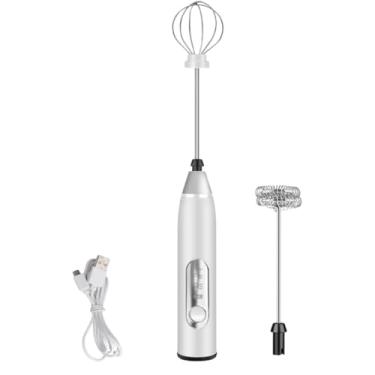 Imagem de Mini Mixer Portátil Misturador de Bebidas Batedor Espumador de Leite USB Recarregável Cozinha Cafe Ovo (Branco)