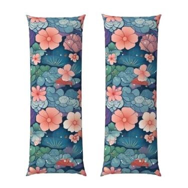 Imagem de Capa de travesseiro corporal com zíper ultramacia e refrescante, capa de travesseiro respirável para o corpo, escalas e flores, capa de almofada decorativa para casa 50,8 cm x 137,2 cm
