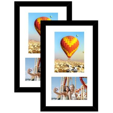 Imagem de HEYTUYA Molduras de madeira para colagem de 20 x 35 cm, tela de 10 x 15 x 18 com tapete ou 20 x 35 sem tapete, moldura para pendurar na parede com 2 aberturas com acrílico resistente a quebras, tapete