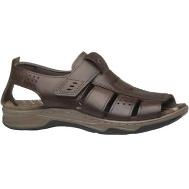 Imagem de Sandália Masculina Adulto em Couro Casual Dia a Dia Amortech Fechada Pegada 132256