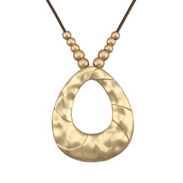 Imagem de joymiao Colares boêmios femininos longos de couro com pingente grande, joia hippie boho, colar com pingente, Couro sintético, Sem Pedra Preciosa