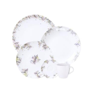 Imagem de Aparelho De Jantar Tramontina Fogli Em Porcelana Decorada 20 Peças Jogo De Pratos Tramontina