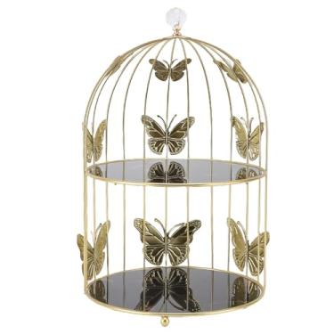 Imagem de Fockety Stand de Cupcake de Gaiola de Pássaro, Barra de Bolo de Vidro e Ferro de 2 Camadas Com Alça, para Decoração de Casa de Festas de Aniversário, Rack de Organizador de Maquiagem