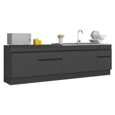 Imagem de Kit Balcão de Cozinha para Pia 150cm e Balcão 120cm Veneza Multimóveis Mp2286 Preto