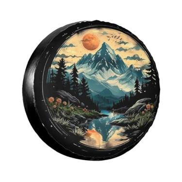 Imagem de LOJAOGON Mountain Adventure 01 Capa de pneu sobressalente protetores de roda à prova de poeira capa de pneu para trailer, trailer, areia muitos veículos 38.1 cm