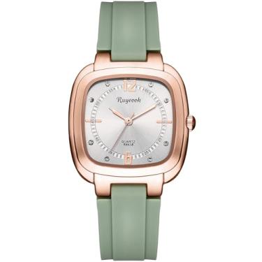 Imagem de RUYEOOK Relógio quadrado feminino, pulseira de silicone, relógio de pulso casual impermeável de quartzo para enfermeiras, R8638 verde, Casual