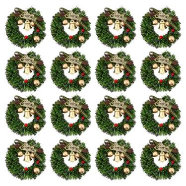Imagem de GOMAKERER 16 mini guirlandas de Natal, guirlanda de Natal em miniatura de casa de bonecas de 6 mm, acessórios de decoração de árvore de Natal, enfeites de pendurar para decoração de festivais de Natal