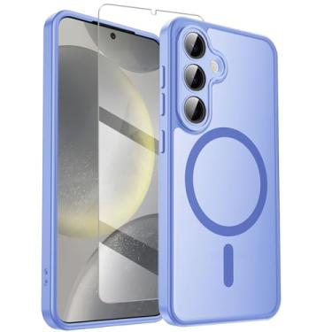 Imagem de TSEHHOL Capa para Samsung Galaxy S25 Plus com protetores de tela e capa completa para câmera, capa magnética para Galaxy S25 Plus à prova de choque fosca translúcida capa para Samsung S 25 Plus azul