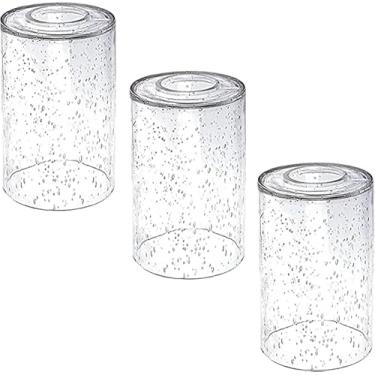 Imagem de Pacote com 3 peças de substituição de abajur de vidro semeado, 15 cm de altura, 9,9 cm de diâmetro, encaixe de 4,3 cm, tampas de cortina de vidro cilíndrico, substituição de vidro semeado para lustres